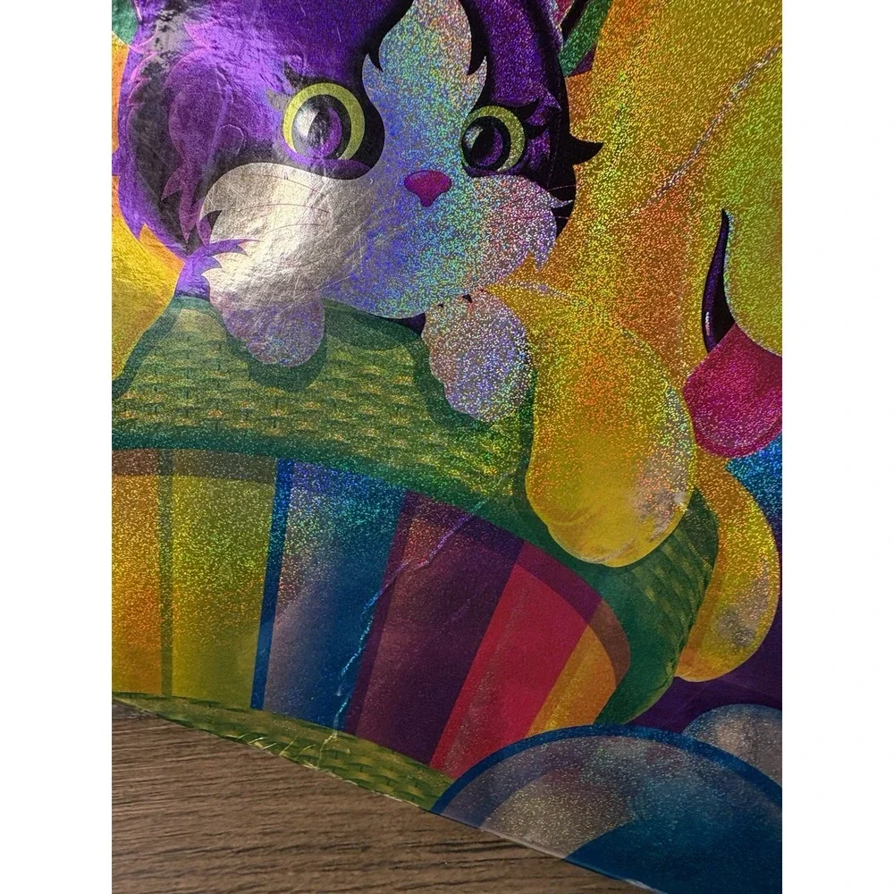 Vintage Lisa Frank 3 Ring Binder Hot Air Balloon Kittens Labrador Puppies